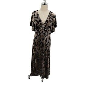 Taylor Dress Women's Size 12 Velvet Burnout Floral Midi Flutter Sleeve